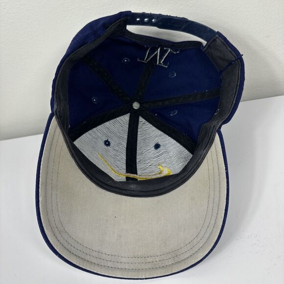 Vintage Nike Team Sports Michigan Wolverines SnapBack Big Swoosh Hat Cap Blue - Picture 9 of 13